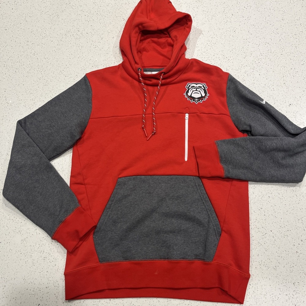Georgia Bulldogs Hoodie Mens Medium Red NCAA Football Nike Pullover Sweatshirt